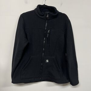 Carhartt Textured Polyester Fleece Jacket Womens Size L Black Full Zip Pocket